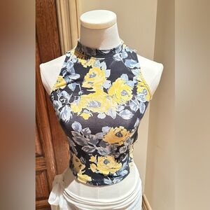Guess Yellow and Gray Patterned Top
